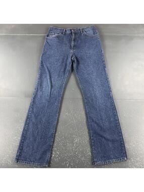 VTG Lee Jeans Mens 33x34 Dark Blue 1889 Straight Leg Union Stamped USA Raw Denim